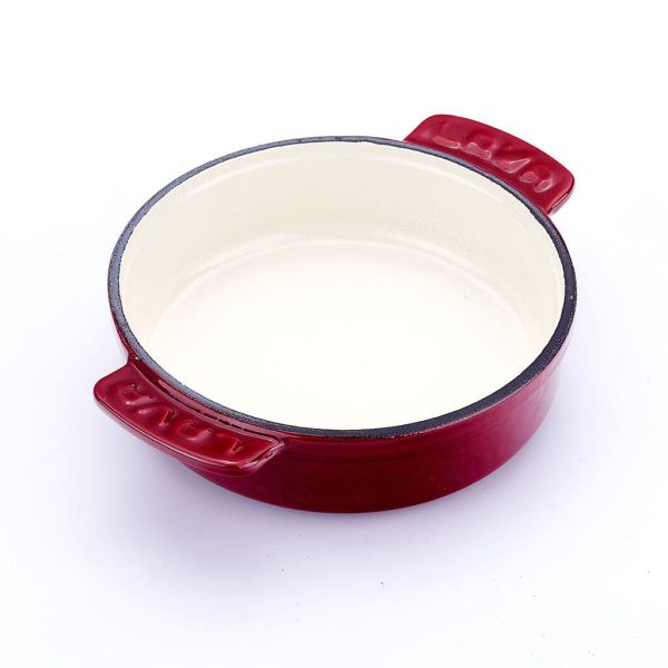 Сковорода для подачи 13,2 см 300 мл круглая красная чугун 2 ручки LAVA