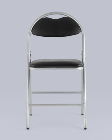 Стул складной Hagen экокожа черный каркас металлик