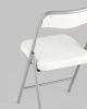 Складной стул Джонни экокожа белый каркас металлик