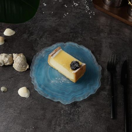 Тарелка d 21 см h2 см Blue Sunset матовое стекло P.L. Proff Cuisine [6]