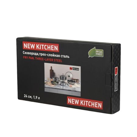 Сковорода 24/17,5 см h5 см New Kitchen Honeycombs нерж. с антиприг. покр. ИНДУКЦИЯ P.L.