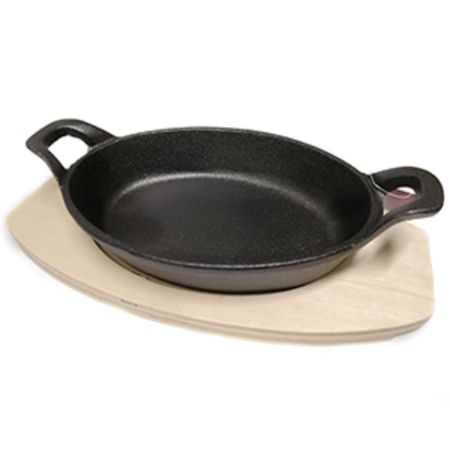 Сковорода для подачи на дерев. подст. 21*16 см овальная чугун 2 ручки P.L. Proff Cuisine