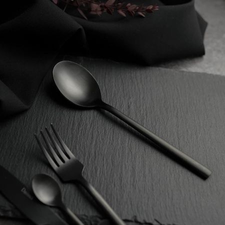 Ложка столовая 19,5 см матовая черный цвет Black Sapporo PVD P.L. - Davinci [12]