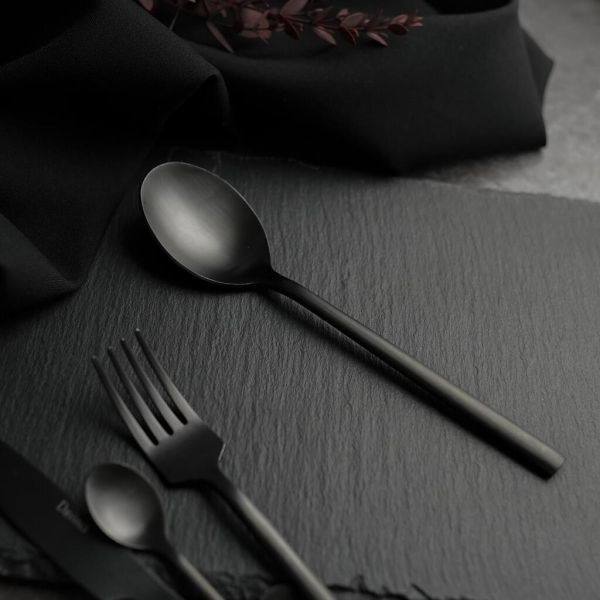 Ложка столовая 19,5 см матовая черный цвет Black Sapporo PVD P.L. - Davinci [12]