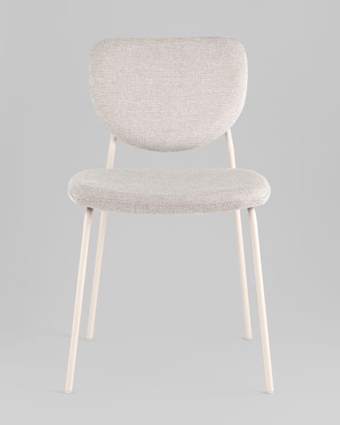 Стул обеденный Gigi шенилл серый белые ножки