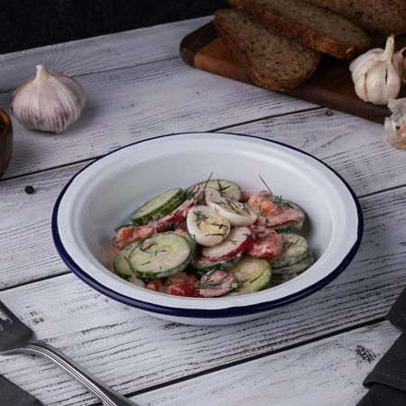 Салатник 600 мл d 18,9 см h3,6 см Blue Rim эмалированая сталь SUNNEX [1]