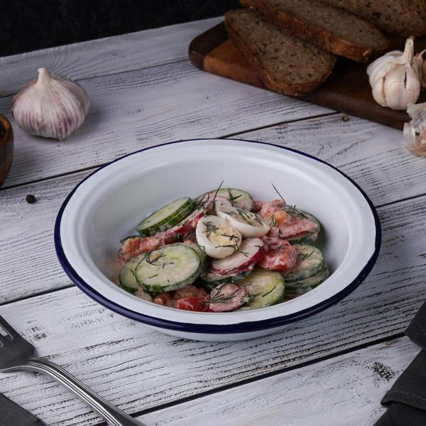 Салатник 600 мл d 18,9 см h3,6 см Blue Rim эмалированая сталь SUNNEX [1]