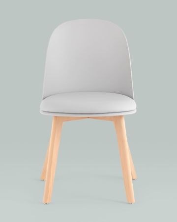 Стул Fog с подушкой светло-серый деревянные ножки