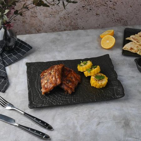 Блюдо прямоугольное 30*21 см h2,5 см с бортом Side Up1 Black Raw Wood P.L. Proff Cuisine [3]