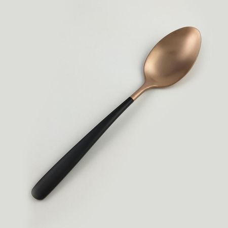 Ложка столовая 21 см матовая медный цвет черная ручка PVD Provence P.L. [12]