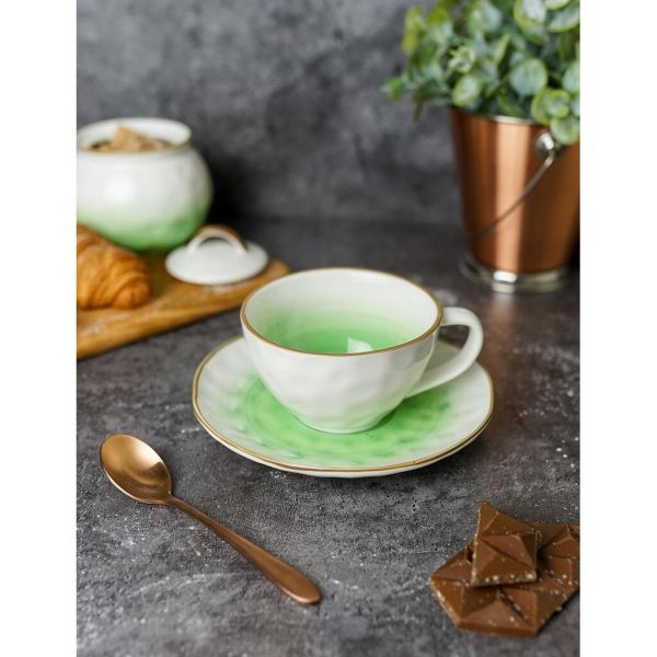 Чайная пара 240 мл d 10 см h5 см зеленая фарфор "The Sun Eco" P.L. Proff Cuisine [1]
