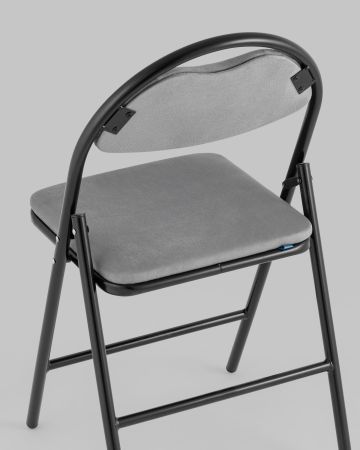Стул складной Hagen велюр серый каркас черный