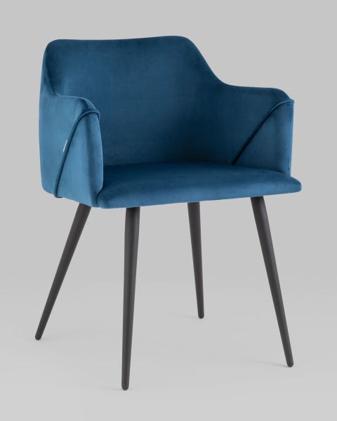 Стул с подлокотниками Джоэл велюр синий