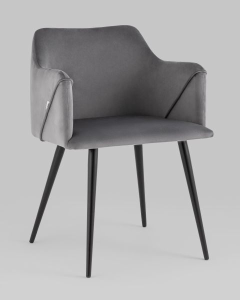 Стул с подлокотниками Джоэл велюр серый