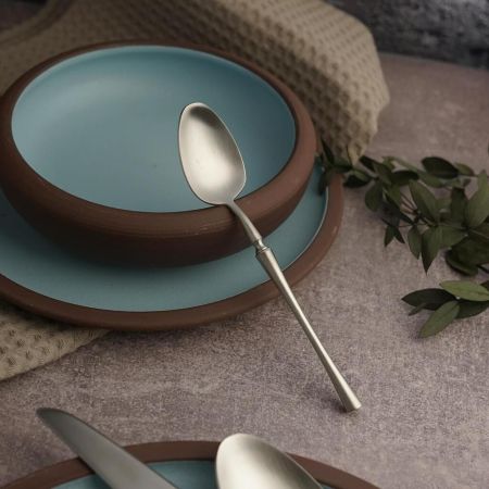 Ложка чайная 15 см матовая цвет серебро PVD 1920-Silvery P.L. [12]