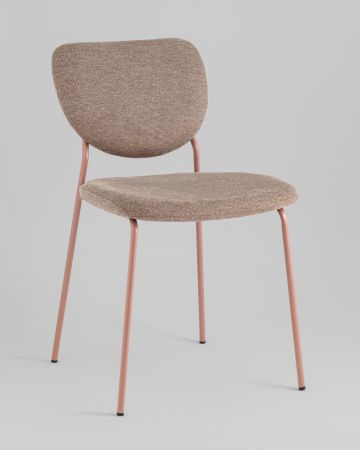 Стул обеденный Gigi шенилл коричневый розовые ножки