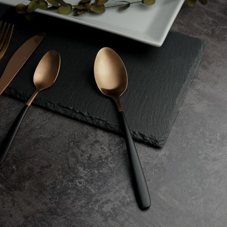 Ложка столовая 21 см матовая медный цвет черная ручка PVD Provence P.L. [12]