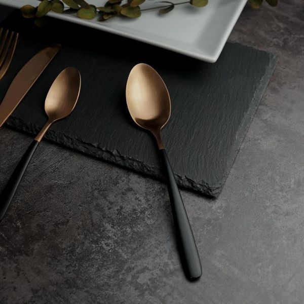 Ложка столовая 21 см матовая медный цвет черная ручка PVD Provence P.L. [12]