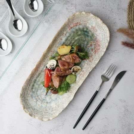 Блюдо овальное 34*14,5 см h3,5 см Gray Pearl Spots Sea Wave Frutti di Mare P.L. [1]