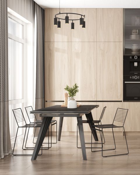 Стол обеденный Пандора раскладной 180-280*90 керамика темная