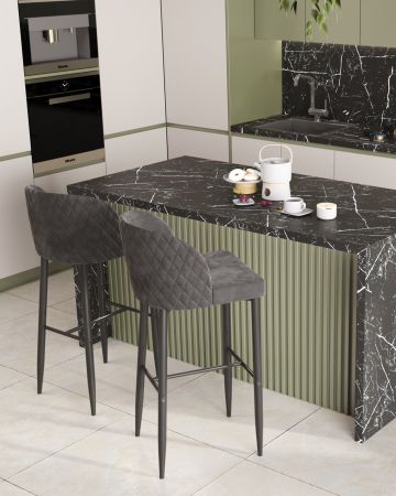 Стул барный Оскар велюр серый