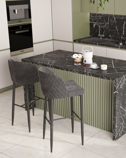 Стул барный Оскар велюр серый