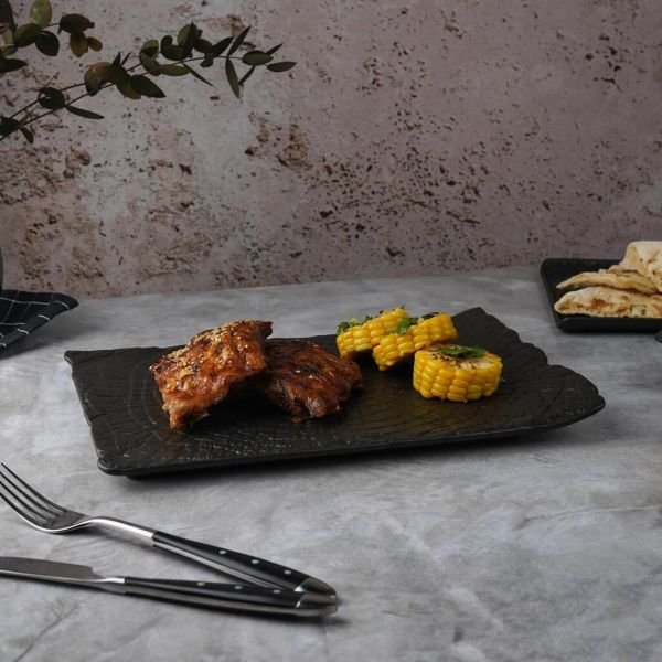 Блюдо прямоугольное 30*21 см h2,5 см с бортом Side Up1 Black Raw Wood P.L. Proff Cuisine [3]