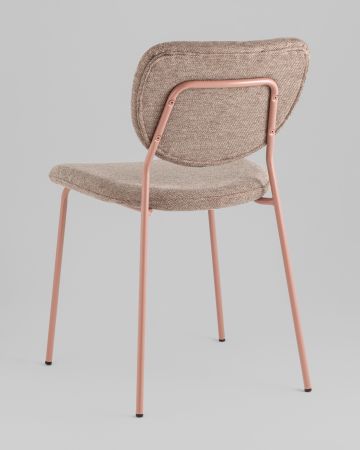 Стул обеденный Gigi шенилл коричневый розовые ножки