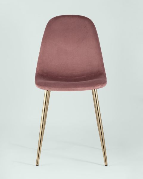 Стул Валенсия велюр пыльно-розовый золотые ножки
