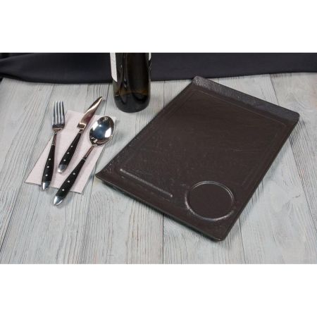 Блюдо прямоугольное 35*24 см h2,2 см борт Side Up2 с выемкой для соусника Black Raw Stellar P.L. [3]