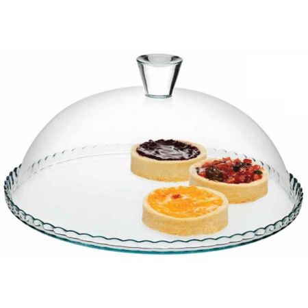 Блюдо для подачи d 32 см с крышкой h15 см стекло "Патиссэри" Tempered Glass Pasabahce [1]