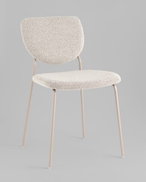 Стул обеденный Gigi серо-бежевый букле кремовые ножки