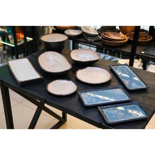 Блюдо 40*16*2 см прямоуг. Turquoise black пластик меламин P.L. Proff Cuisine