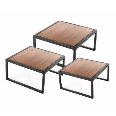 Подставка фуршетная стойка набор 3 шт П квадрат (17*17*8 см /19*19*10 см /22*22*12 см) черная P.L.