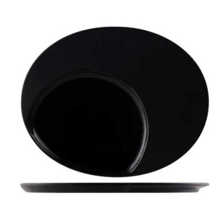 Тарелка 30*24 см овальная со смещенным центром 19*16 см Black фарфор P.L. Proff Cuisine [1]