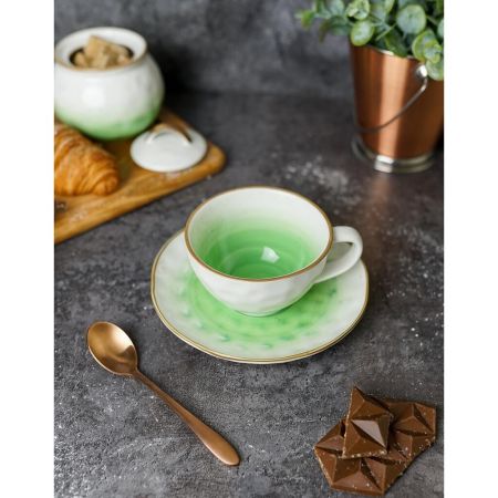 Чайная пара 240 мл d 10 см h5 см зеленая фарфор "The Sun Eco" P.L. Proff Cuisine [1]