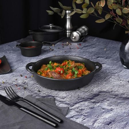 Блюдо круглое 18 см h4 см 570 мл с ручками Smooth Black Raw Stellar P.L. Proff Cuisine [4]