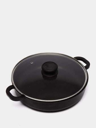 Сковорода d=30 см. h=7,5 см. 5,5 л алюм. с антиприг.покрыт.с крышкой с 2 ручками /1/4/