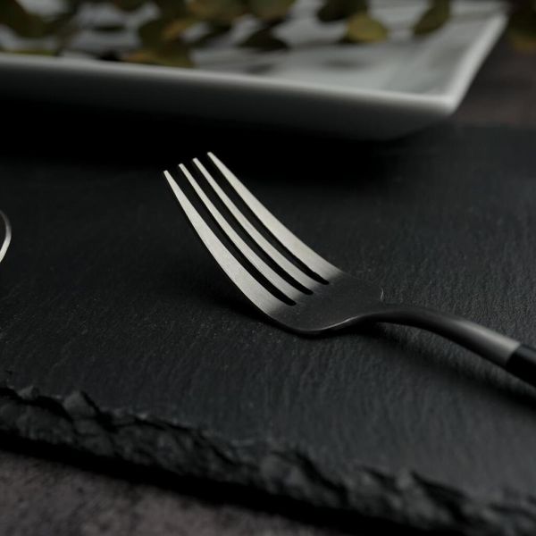Вилка столовая 22,5 см матовая серый цвет черная ручка PVD Lounge P.L. [12]