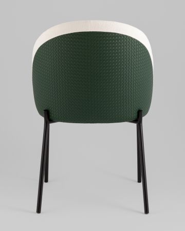 Стул обеденный Adelinde бежевый с зеленой экокожей