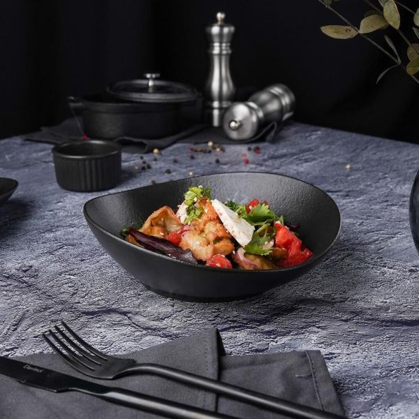 Салатник 600 мл 20*18,5 см h5,7 см Wave Up Smooth Black Raw Stellar P.L. Proff Cuisine [1]