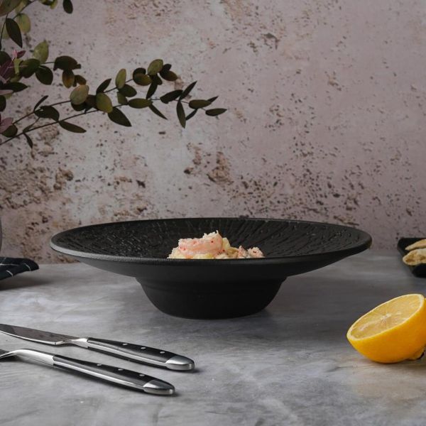 Тарелка глубокая 250 мл d27 см h6,3 см для пасты, для супа Black Raw Wood P.L. Proff Cuisine [4]
