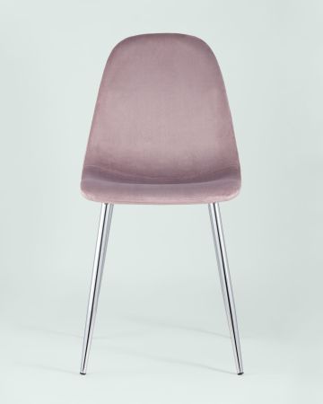 Стул Валенсия велюр розовый хромированные ножки