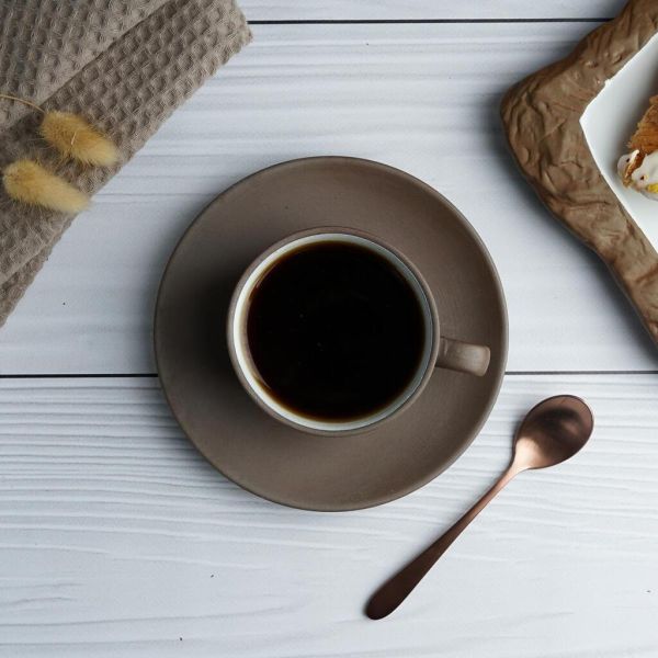 Чайная пара 200 мл d 9 см h6 см White Matt New Brown Taiga P.L. Proff Cuisine [6]