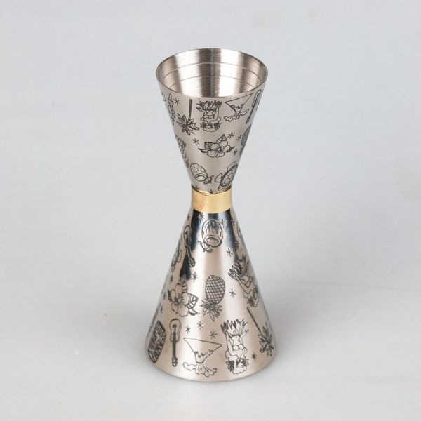 Джиггер 25/50 мл нерж. хром с рисунком B'Guys P.L.- Barbossa