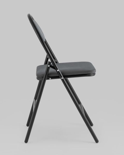 Стул складной Hagen велюр тёмно-серый каркас черный