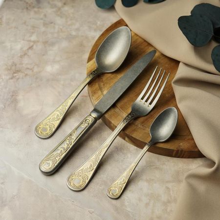 Вилка десертная 17,5 см матовая с золотом Lord Vintage Style P.L. Proff Cuisine [12]