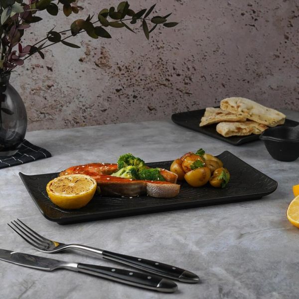 Блюдо прямоугольное 29,5*14,8 см h2 см с бортами Side Up2 Black Raw Wood P.L. Proff Cuisine [4]