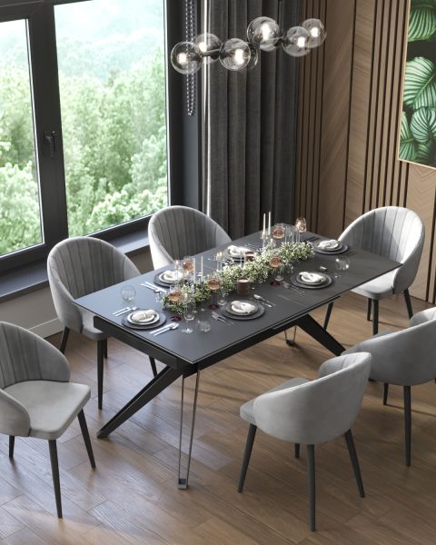 Стул с подлокотниками Брюссель велюр серый