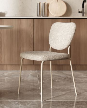 Стул обеденный Gigi серо-бежевый букле кремовые ножки